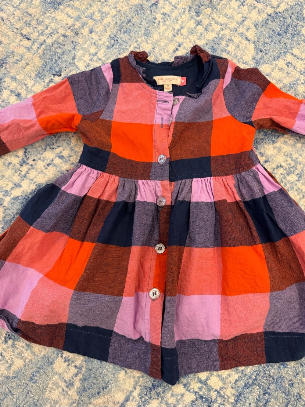 Pink Chicken Plaid Button-Front Dress - Red & Pink